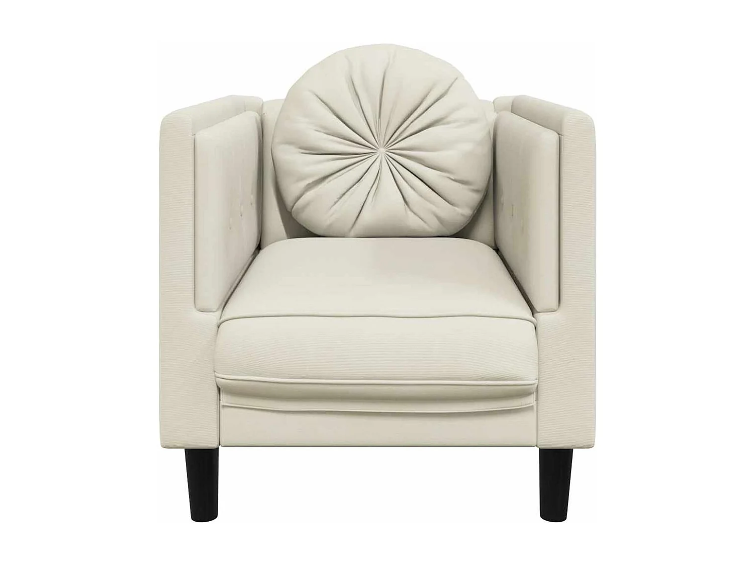 Sillón con cojín de terciopelo crema