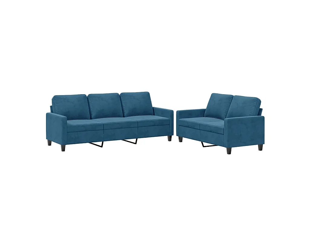 Conjunto de sofá de 2 piezas con cojines Terciopelo Azul