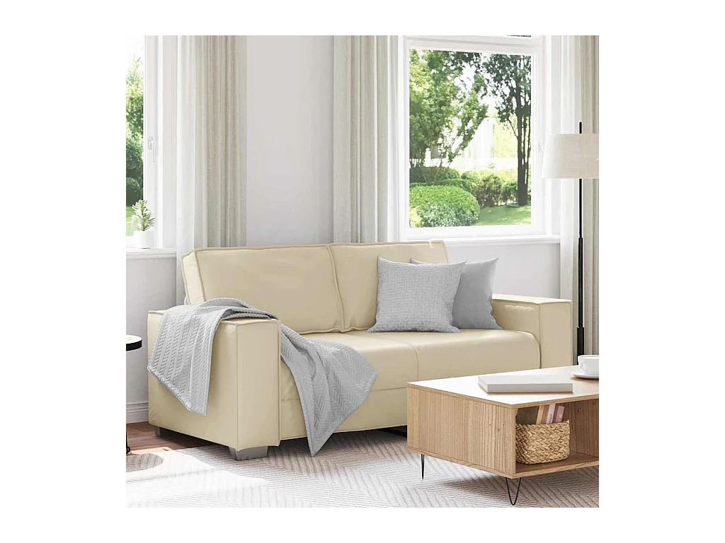 Divano poltrona color crema 180 x 78 x 84 cm in similpelle