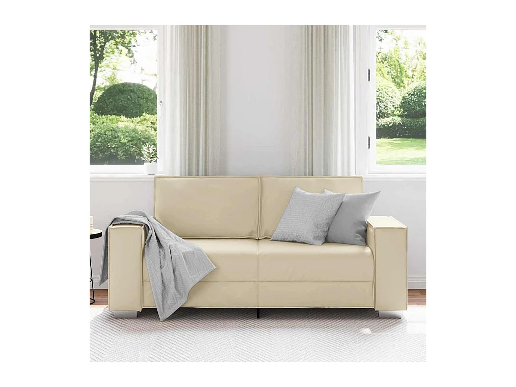 Divano poltrona color crema 180 x 78 x 84 cm in similpelle