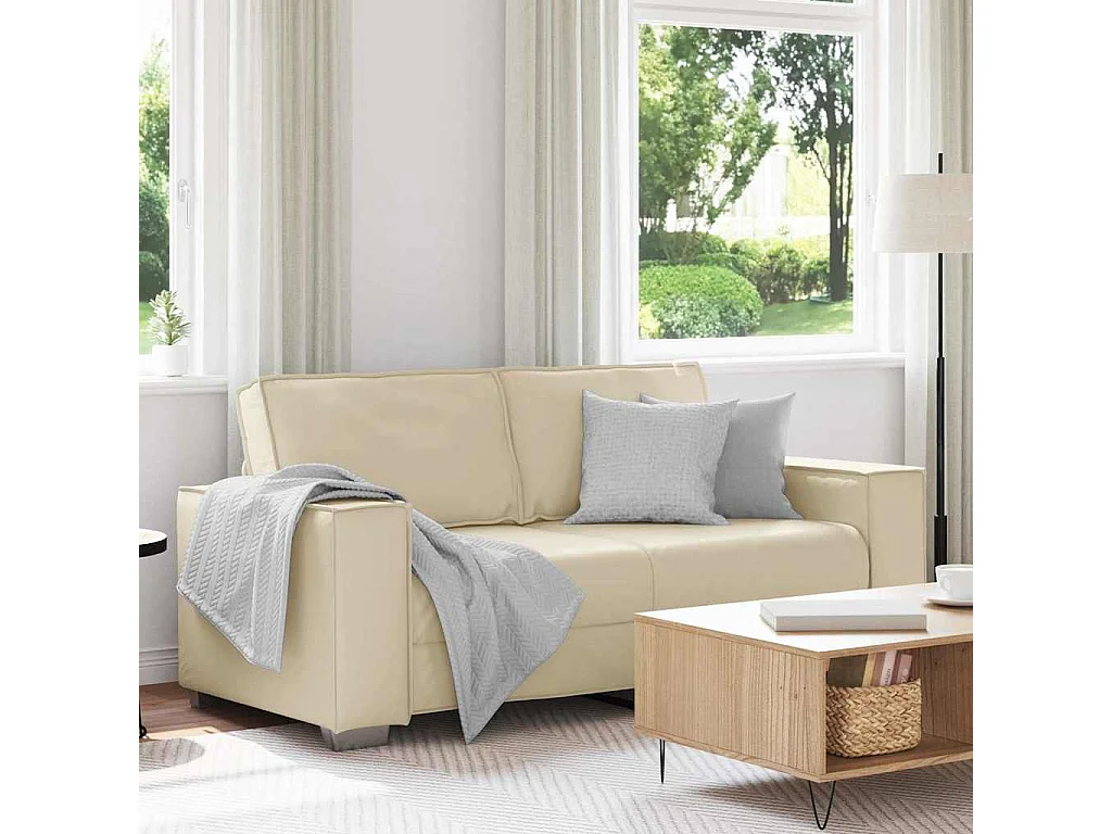 Divano poltrona color crema 180 x 78 x 84 cm in similpelle
