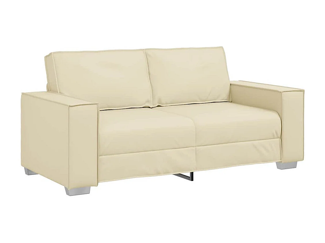 Divano poltrona color crema 180 x 78 x 84 cm in similpelle