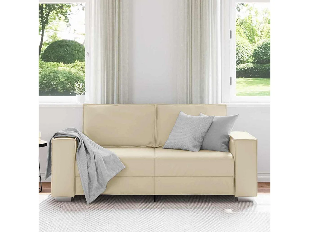 Divano poltrona color crema 180 x 78 x 84 cm in similpelle