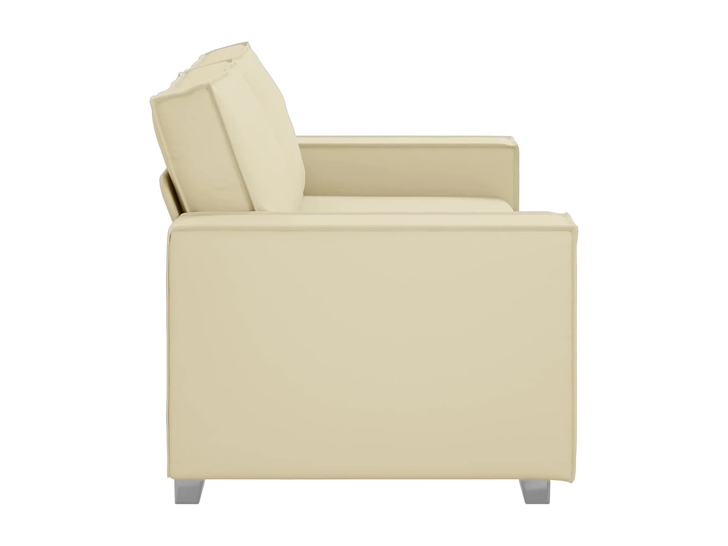 Divano poltrona color crema 180 x 78 x 84 cm in similpelle