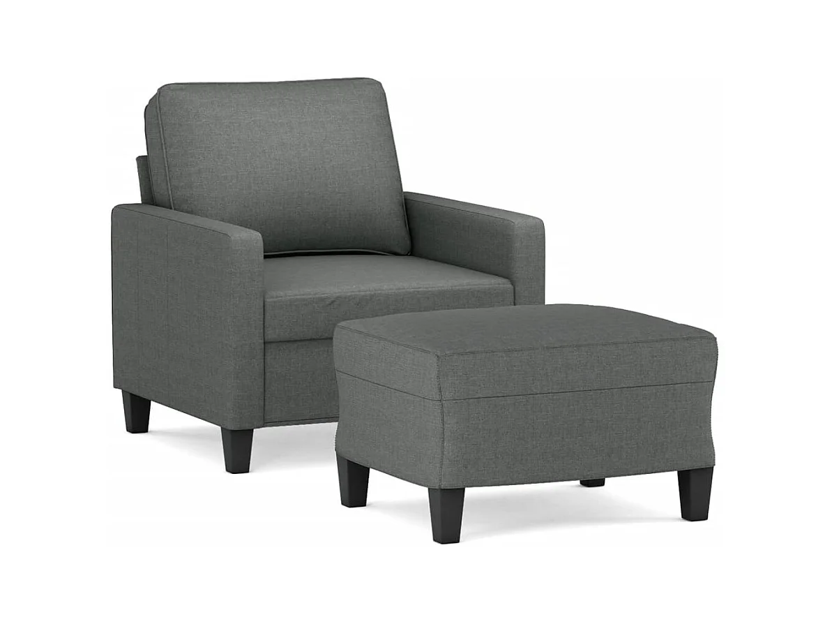 Fauteuil avec repose-pied Gris foncé 60 cm Tissu
