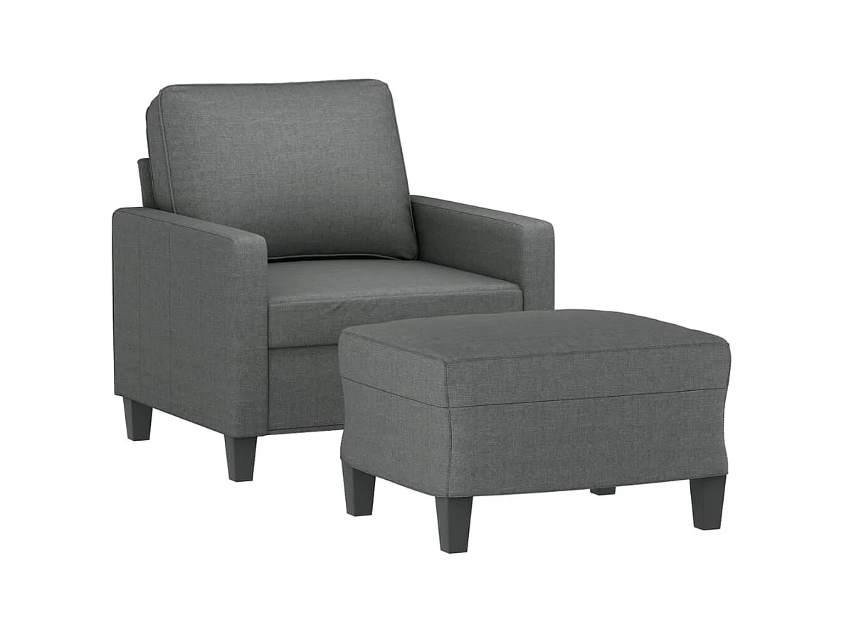 Fauteuil avec repose-pied Gris foncé 60 cm Tissu