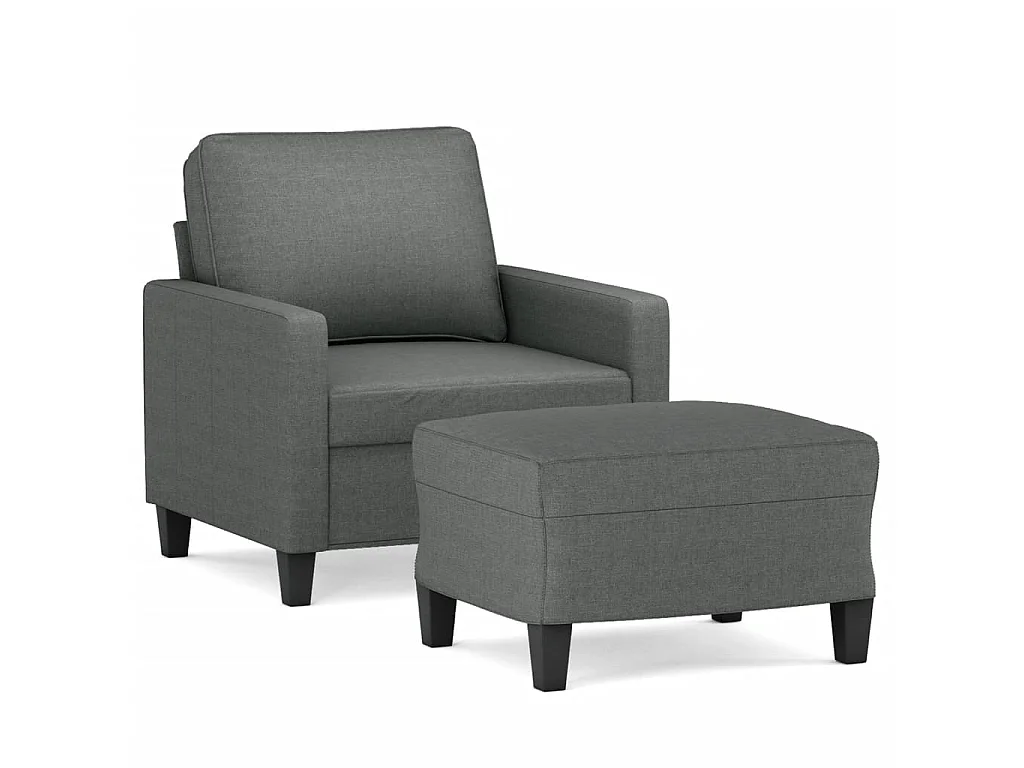 Fauteuil avec repose-pied Gris foncé 60 cm Tissu
