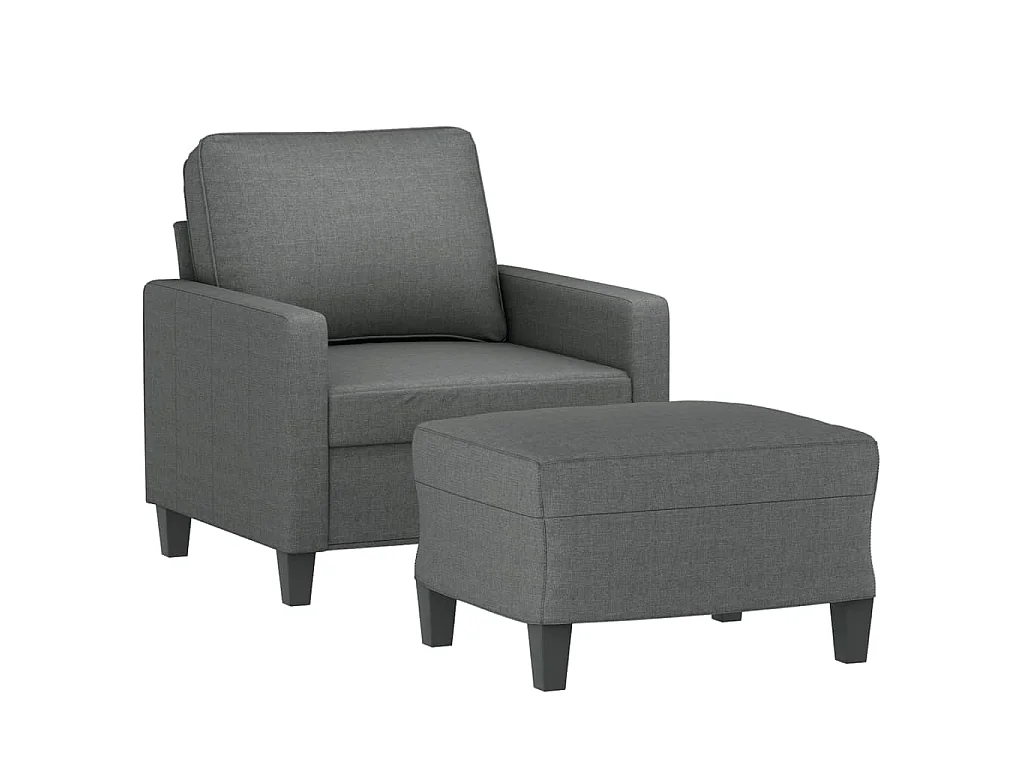 Fauteuil avec repose-pied Gris foncé 60 cm Tissu