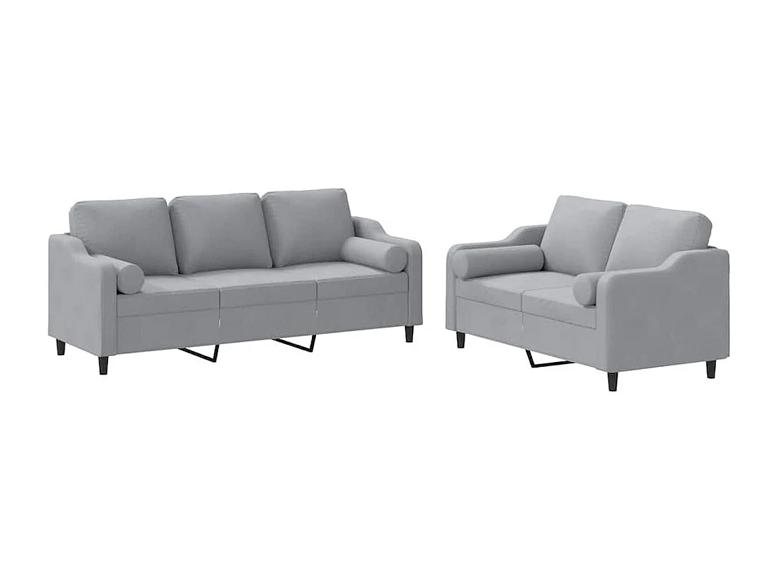 Ensemble de canapés 2 pcs coussins gris clair tissu
