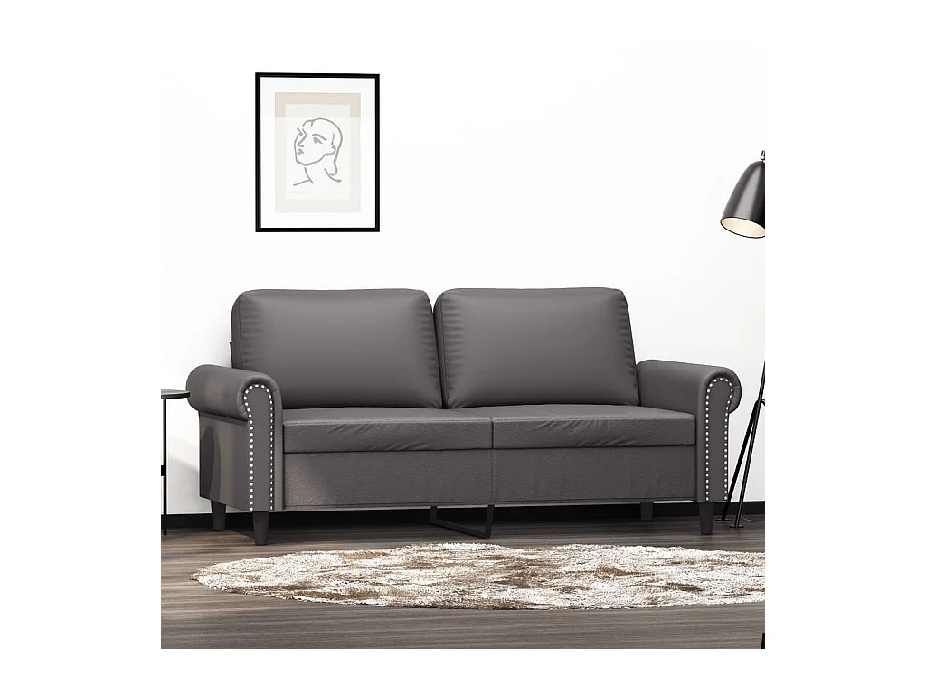 Canapé à 2 places Gris 140 cm Similicuir