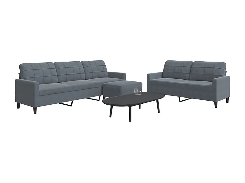 Conjunto de sofá de 3 piezas con cojines Terciopelo Gris Oscuro