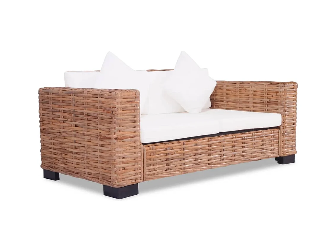 Divano 2 posti in rattan naturale