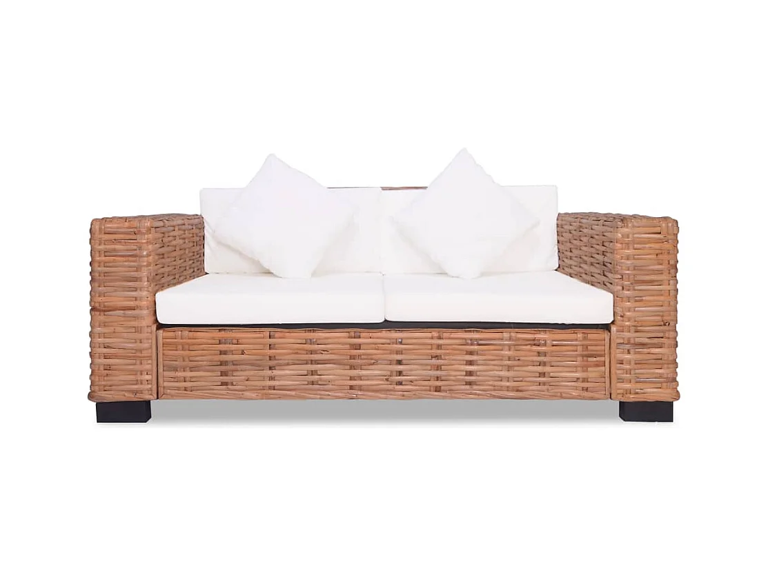 Divano 2 posti in rattan naturale