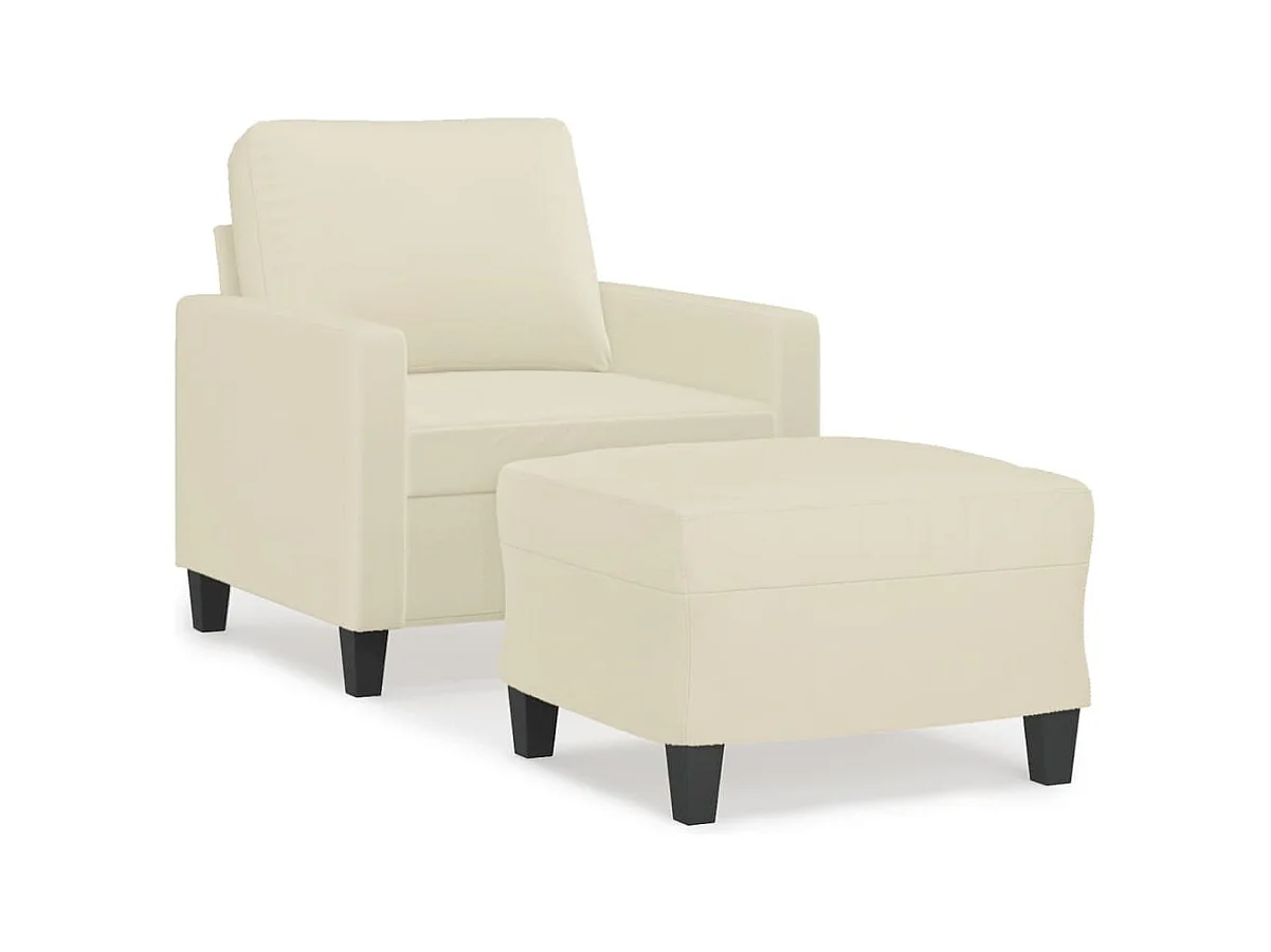 Poltrona con poggiapiedi Crema 60 cm Ecopelle