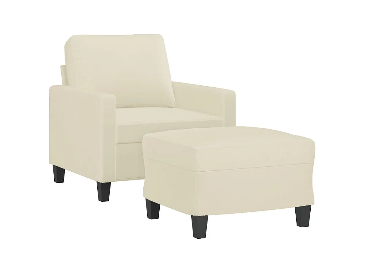 Poltrona con poggiapiedi Crema 60 cm Ecopelle