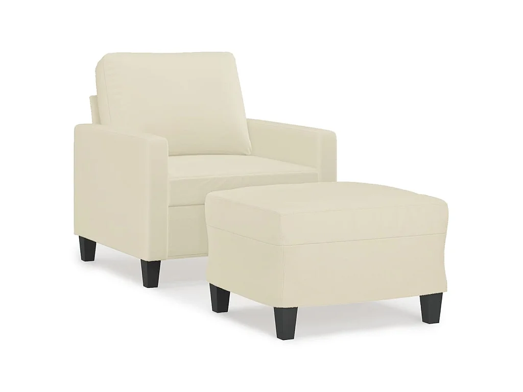 Fauteuil avec repose-pied Crème 60 cm Similicuir