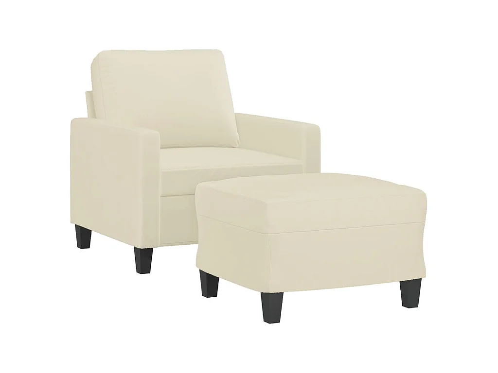 Fauteuil avec repose-pied Crème 60 cm Similicuir