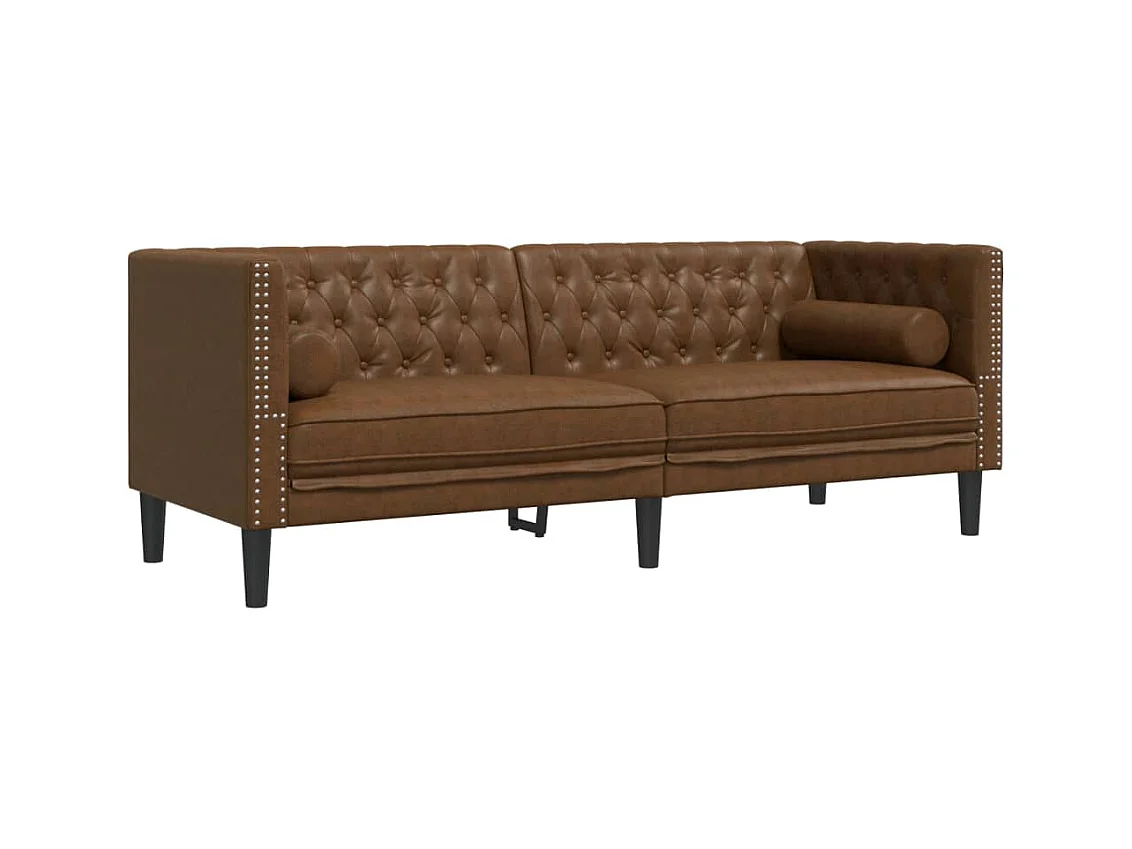 Divano Chesterfield con cuscini a 3 posti in similpelle scamosciata