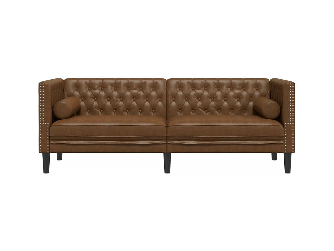 Divano Chesterfield con cuscini a 3 posti in similpelle scamosciata