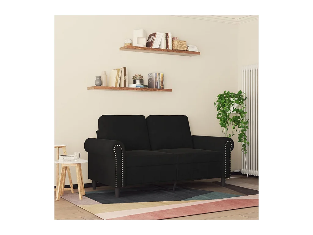 Sofá 2 plazas Terciopelo Negro 120 cm