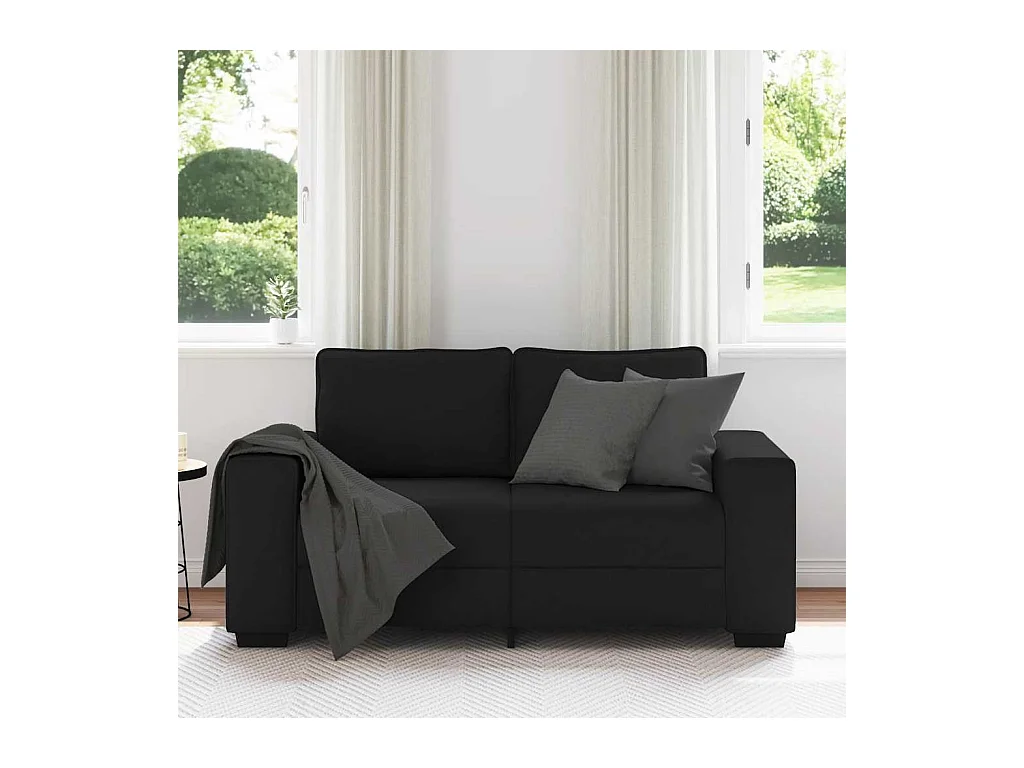 Divano 2 posti in tessuto nero 120 cm