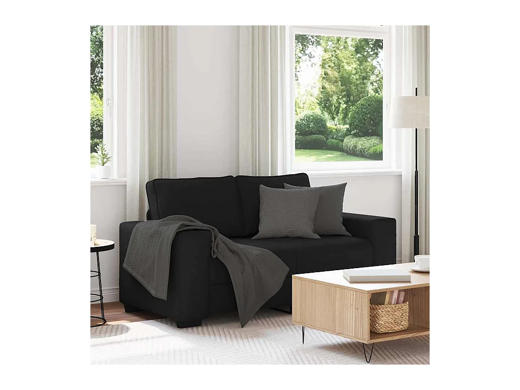 Canapé à 2 places noir 120 cm tissu