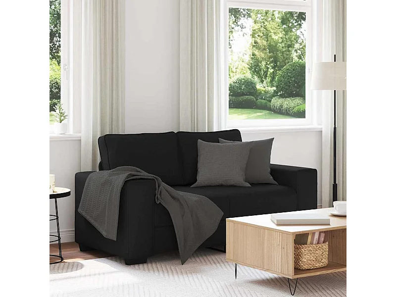 Canapé à 2 places noir 120 cm tissu
