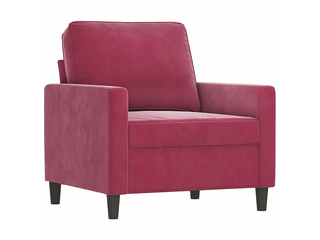 3-teiliges Sofaset mit Kissen Burgunderroter Samt