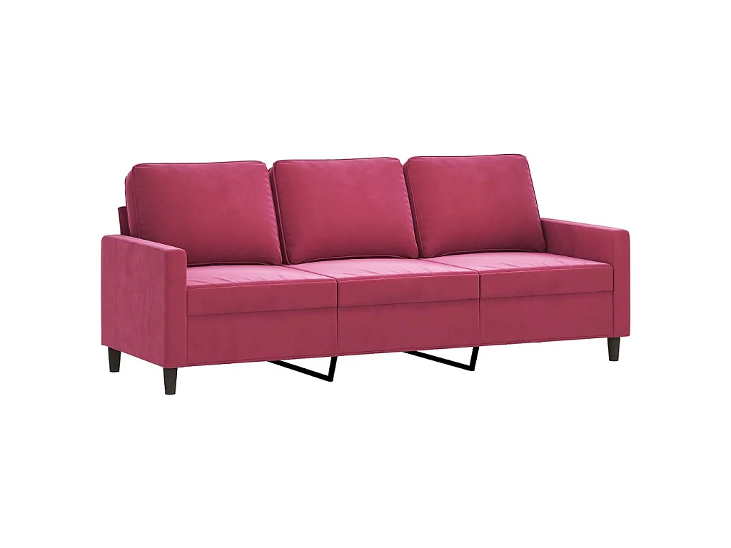 3-teiliges Sofaset mit Kissen Burgunderroter Samt