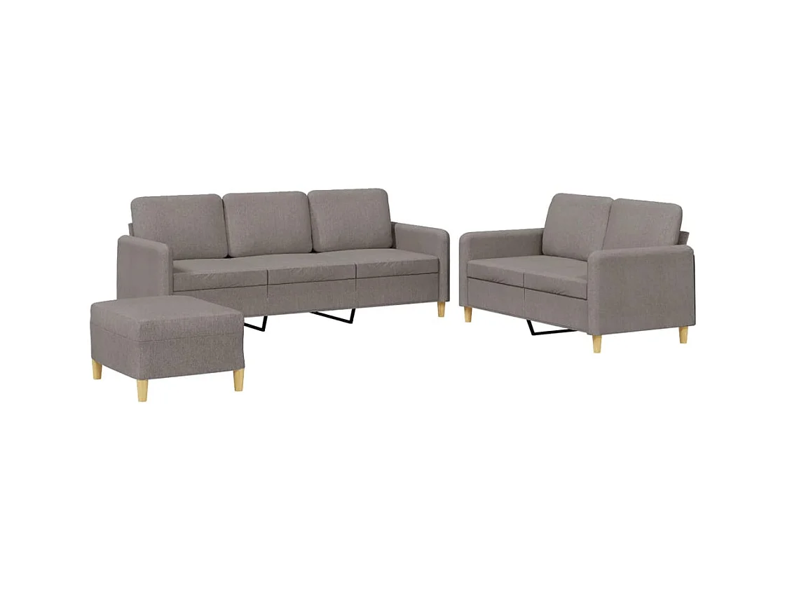 Set divano 3 pezzi con cuscini Tessuto tortora