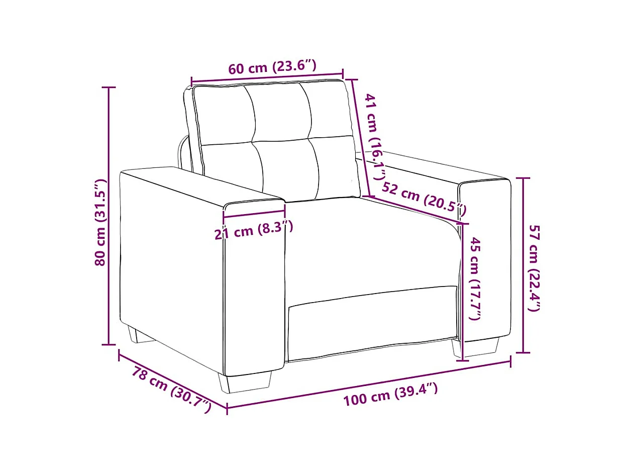 Fauteuil Gris clair 60 cm Tissu