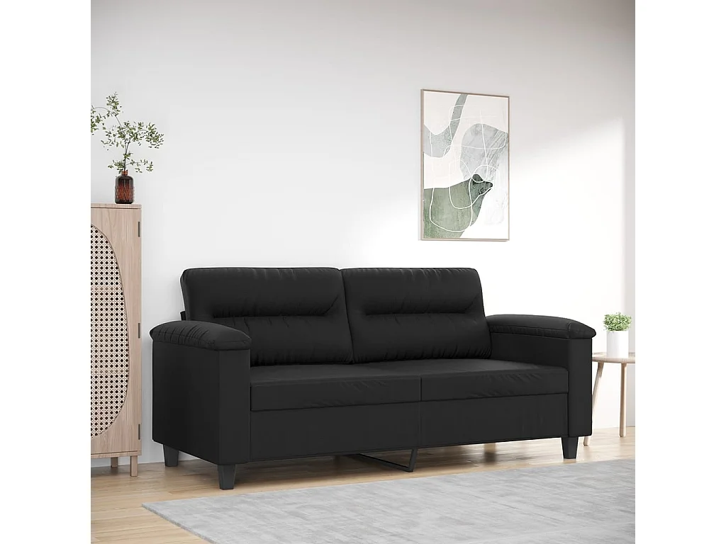 Sofá 2 plazas Negro 140 cm Piel sintética