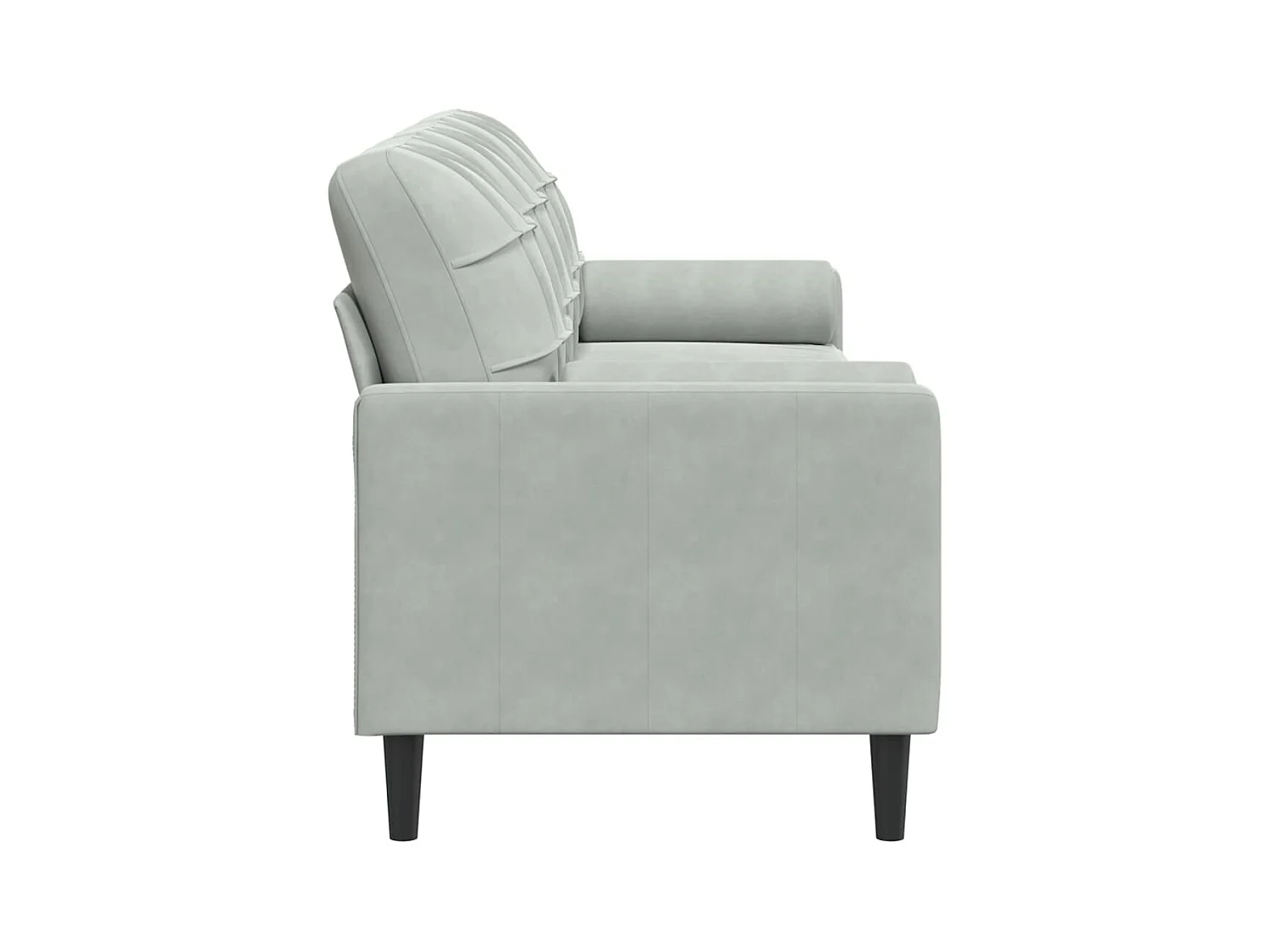 Sofá de 3 plazas con cojines gris claro de terciopelo de 210 cm.