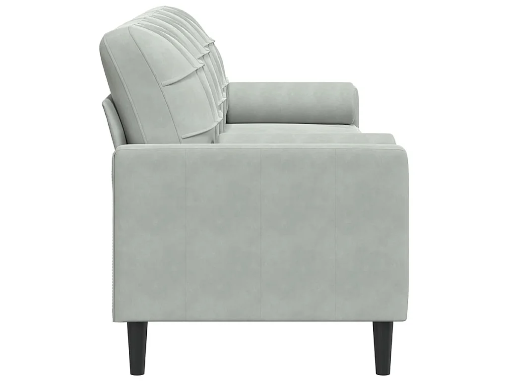 Divano 3 posti con cuscini grigio chiaro 210 cm velluto
