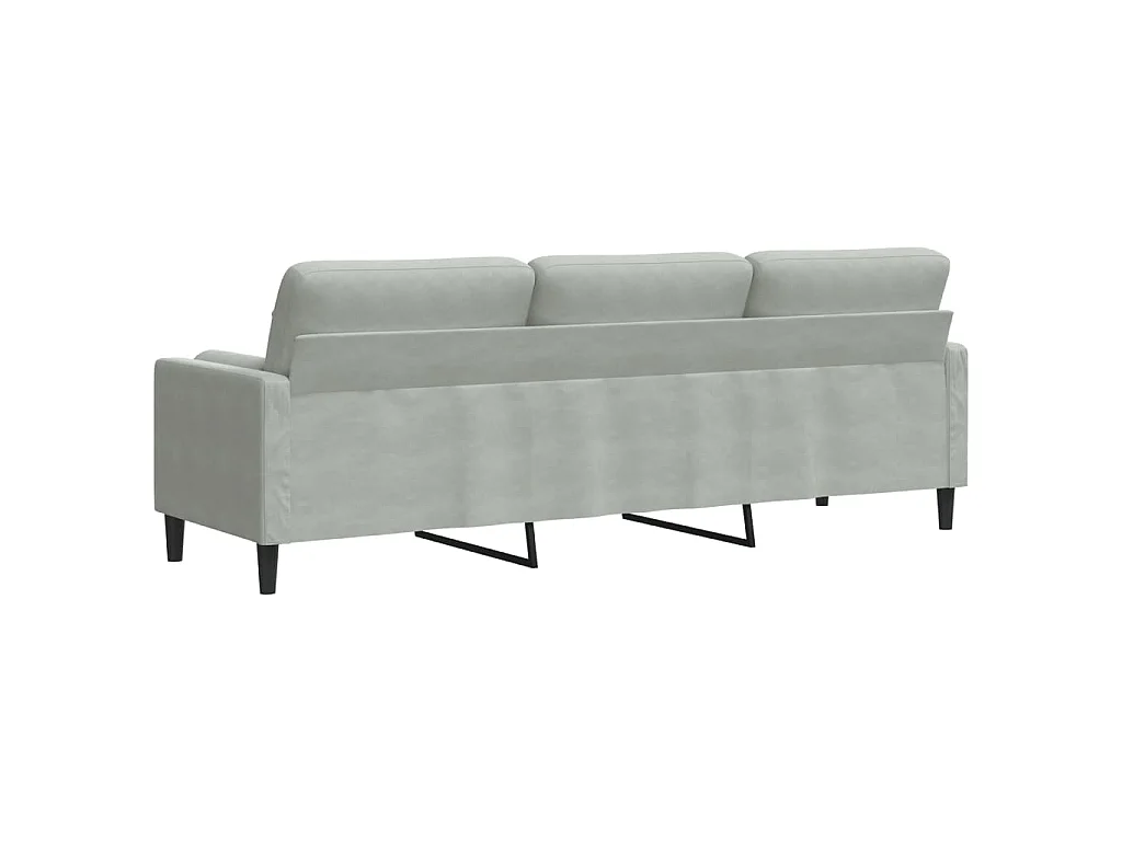 Divano 3 posti con cuscini grigio chiaro 210 cm velluto