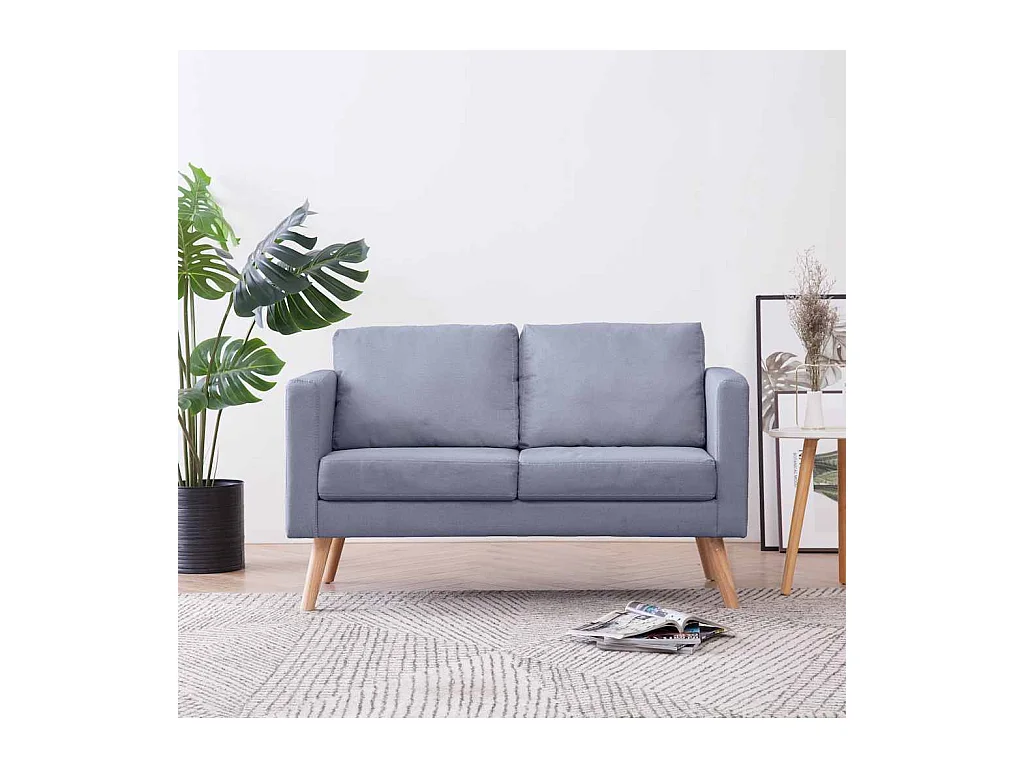 Sofá de 2 plazas en tela gris claro