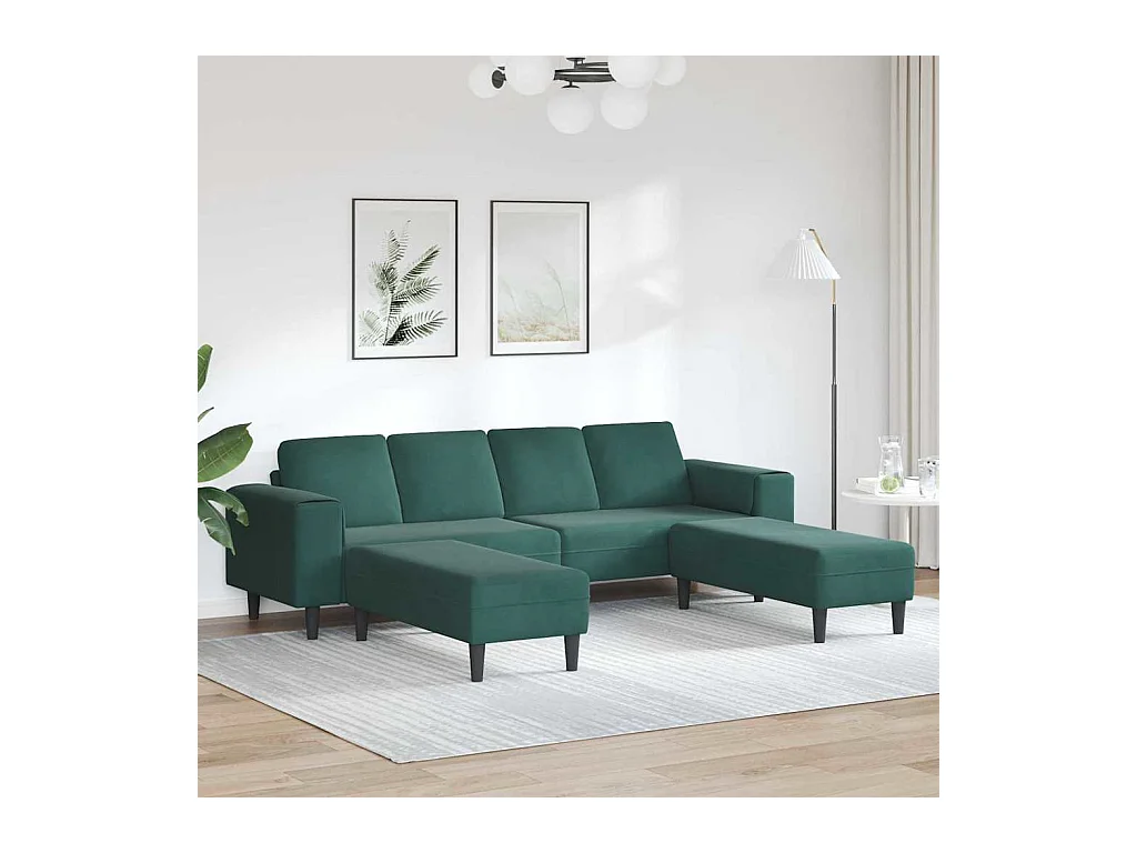 3-delige donkergroene fluwelen bankset