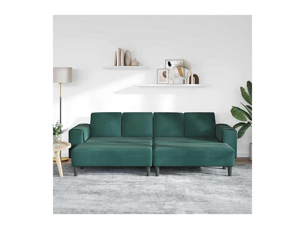 3-delige donkergroene fluwelen bankset