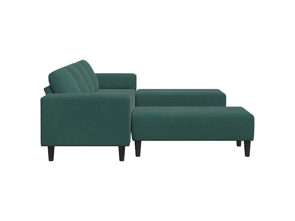 Set di divani in velluto verde scuro da 3 pezzi