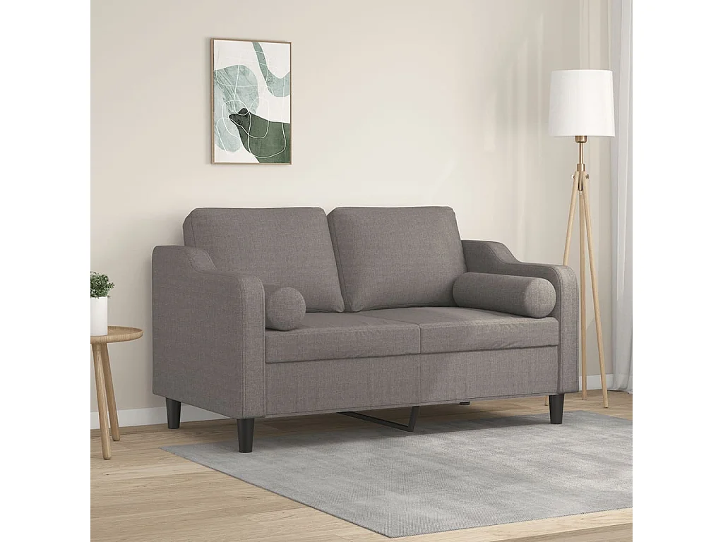 Canapé 2 places avec oreillers décoratifs taupe 120 cm tissu