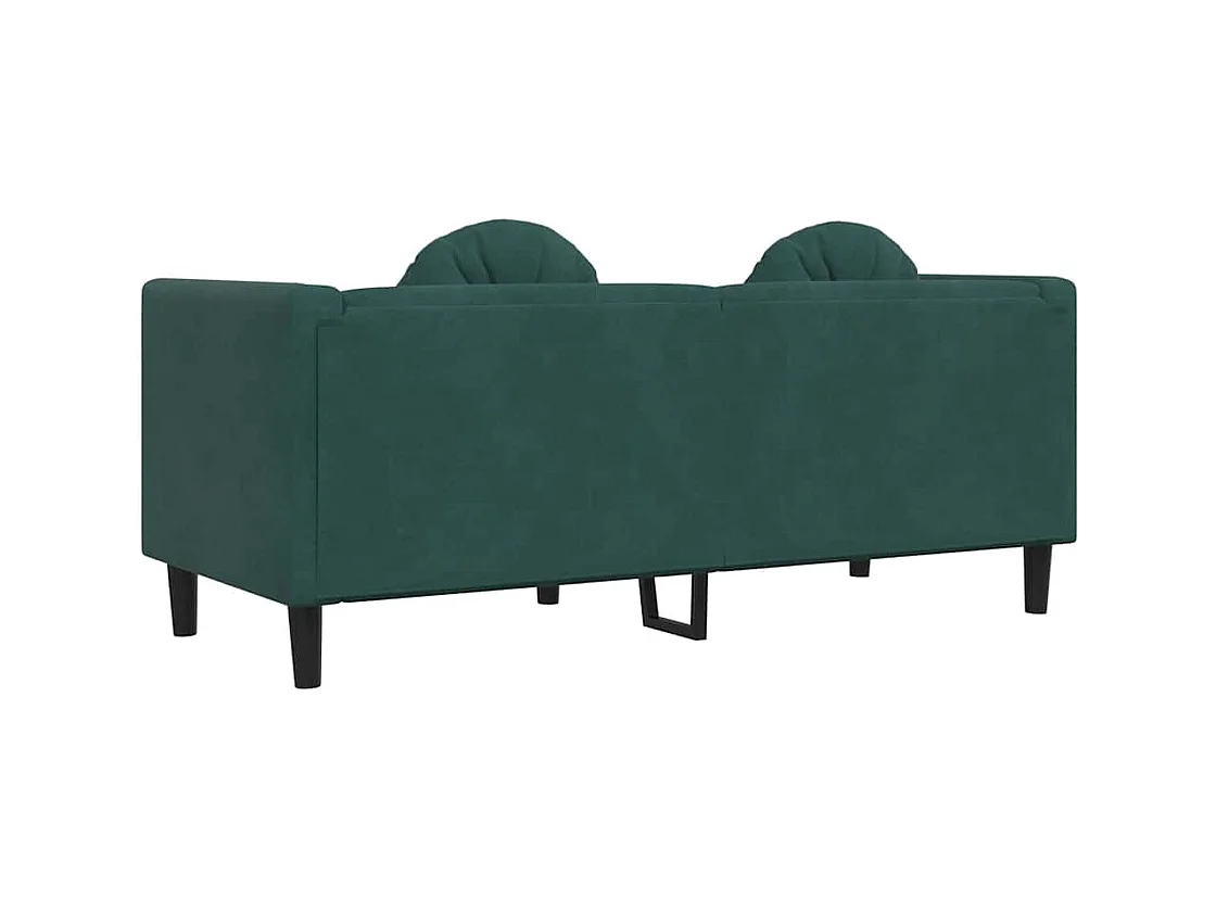 Sofá de 2 plazas de terciopelo verde oscuro con cojines