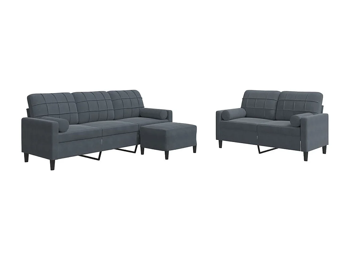 Ensemble de canapés 3 pcs avec coussins Gris foncé Velours