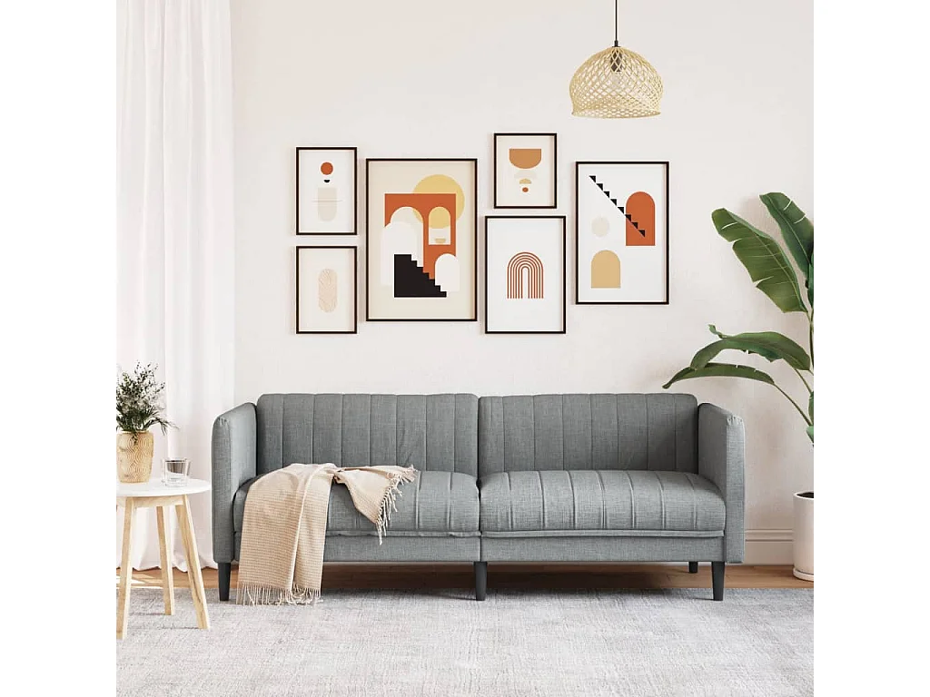 Sofá de 3 plazas de tela gris claro