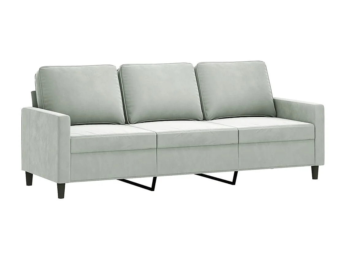 Set di divani 3 pezzi con cuscini in velluto grigio chiaro