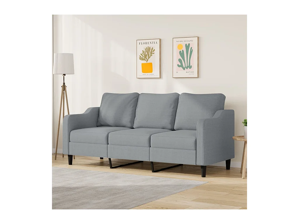 Divano 3 posti Grigio chiaro 180 cm Tessuto