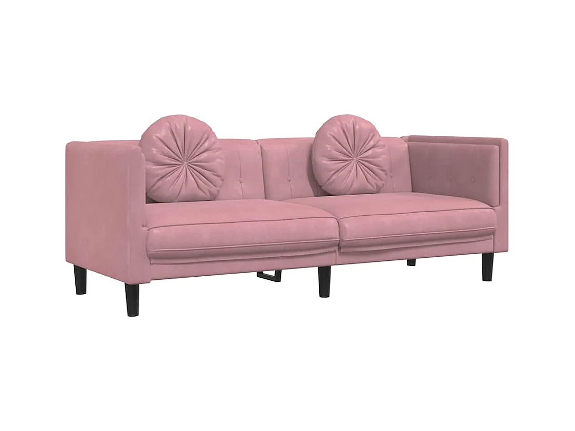 3-zitsbank met roze fluwelen kussens