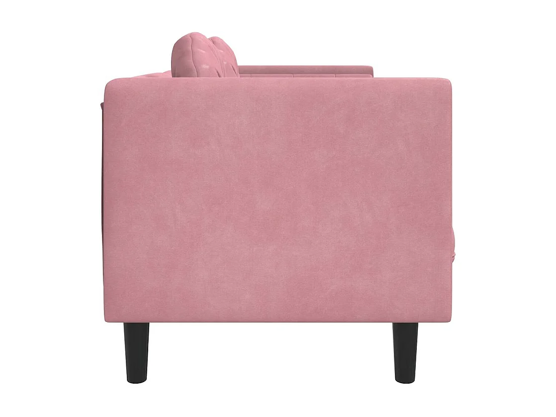 Sofá de 3 plazas con cojines de terciopelo rosa