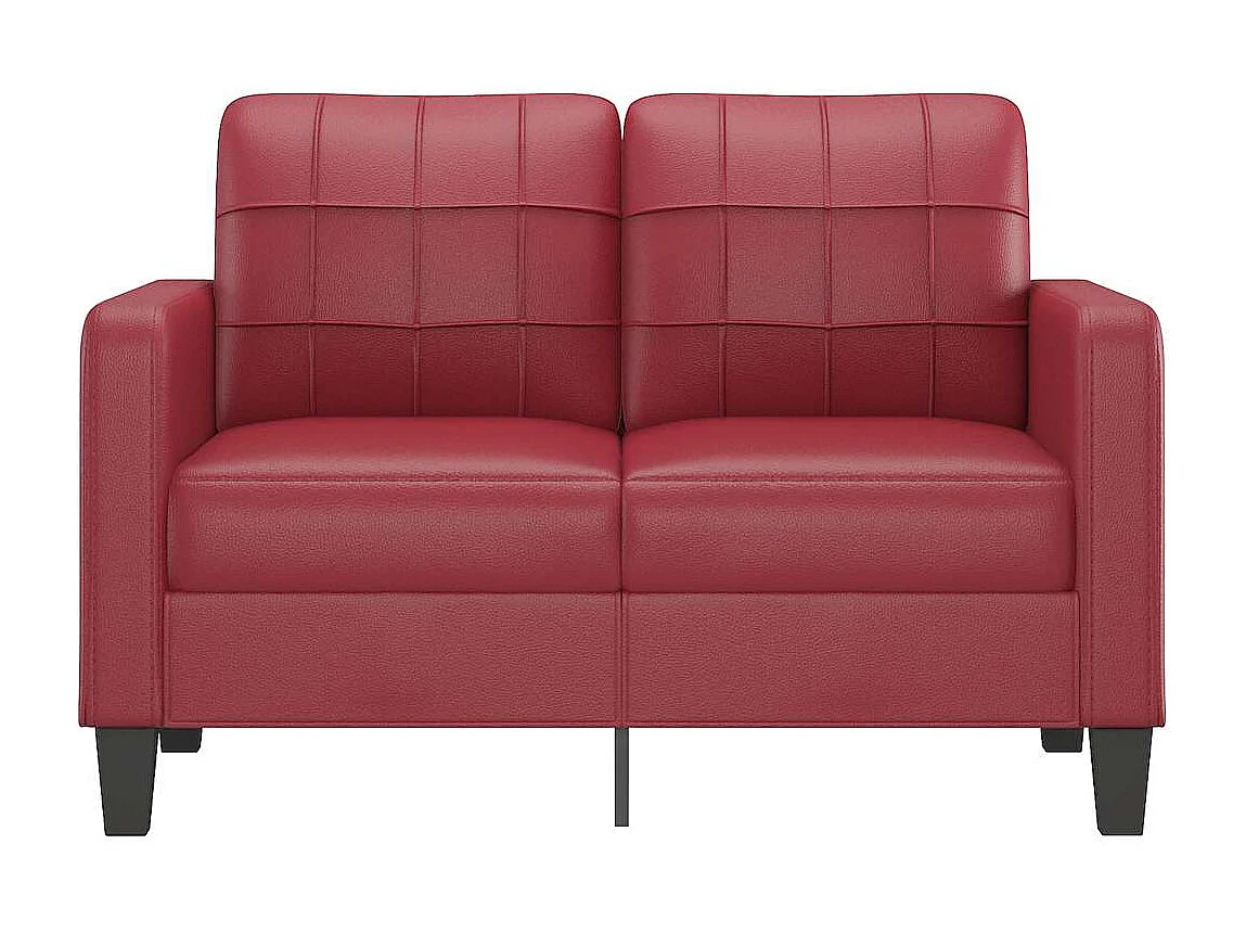 Sofá 2 plazas Rojo burdeos 120 cm Piel sintética