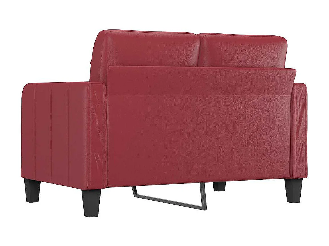 Sofá 2 plazas Rojo burdeos 120 cm Piel sintética