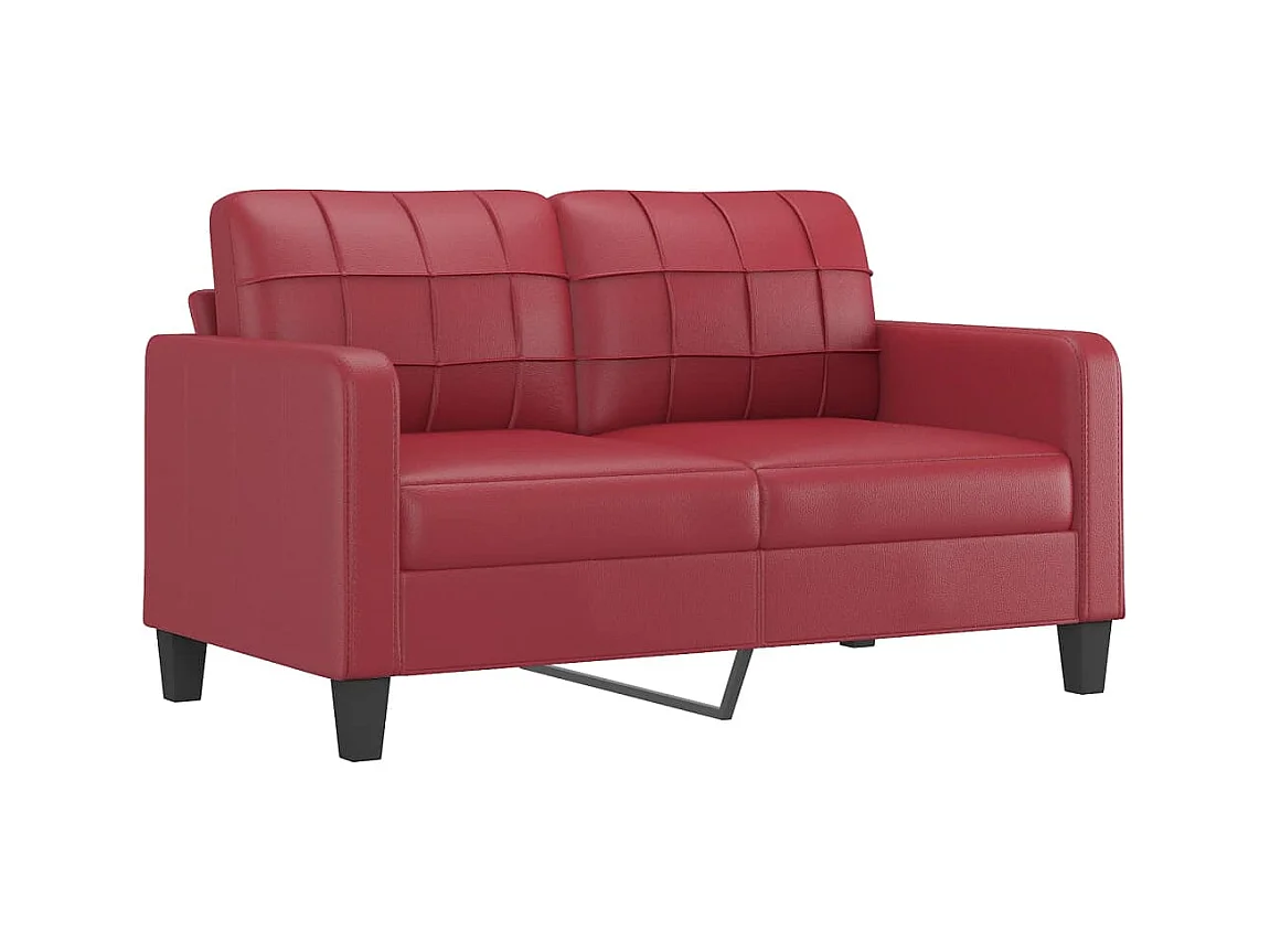 2-Sitzer-Sofa mit burgunderfarbenen Kissen 140 cm Kunstleder